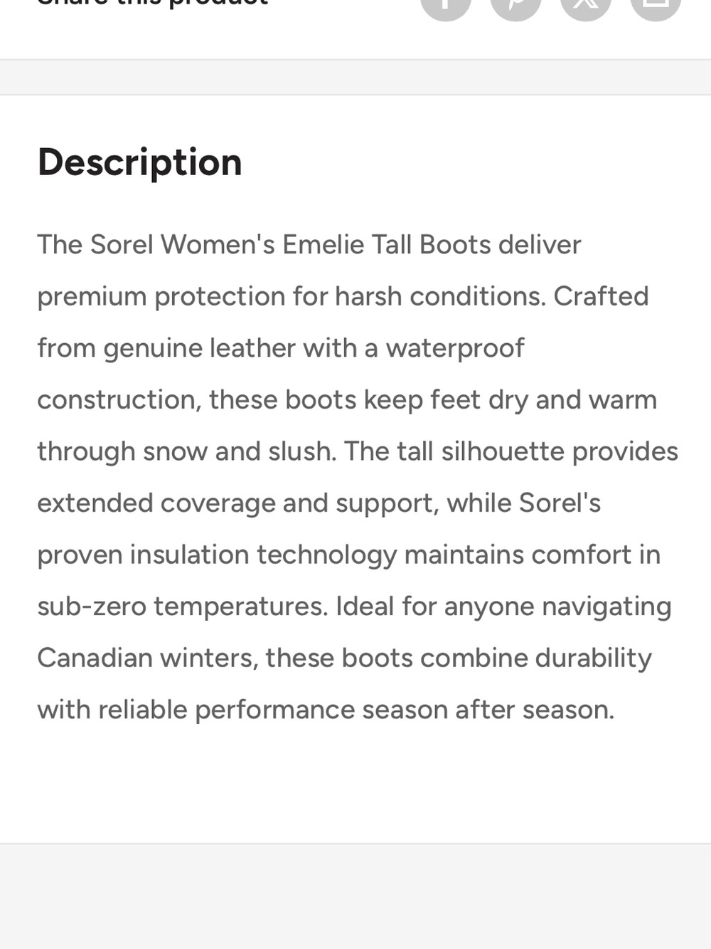 Sorel women’s Emelie tall leather winter boots size 9 - Picture 9 of 15